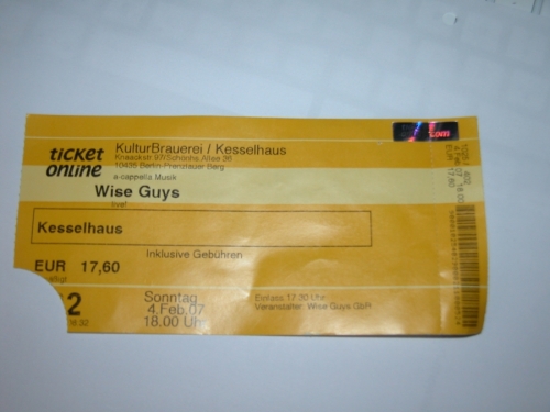 Konzertkarte WiseGuys